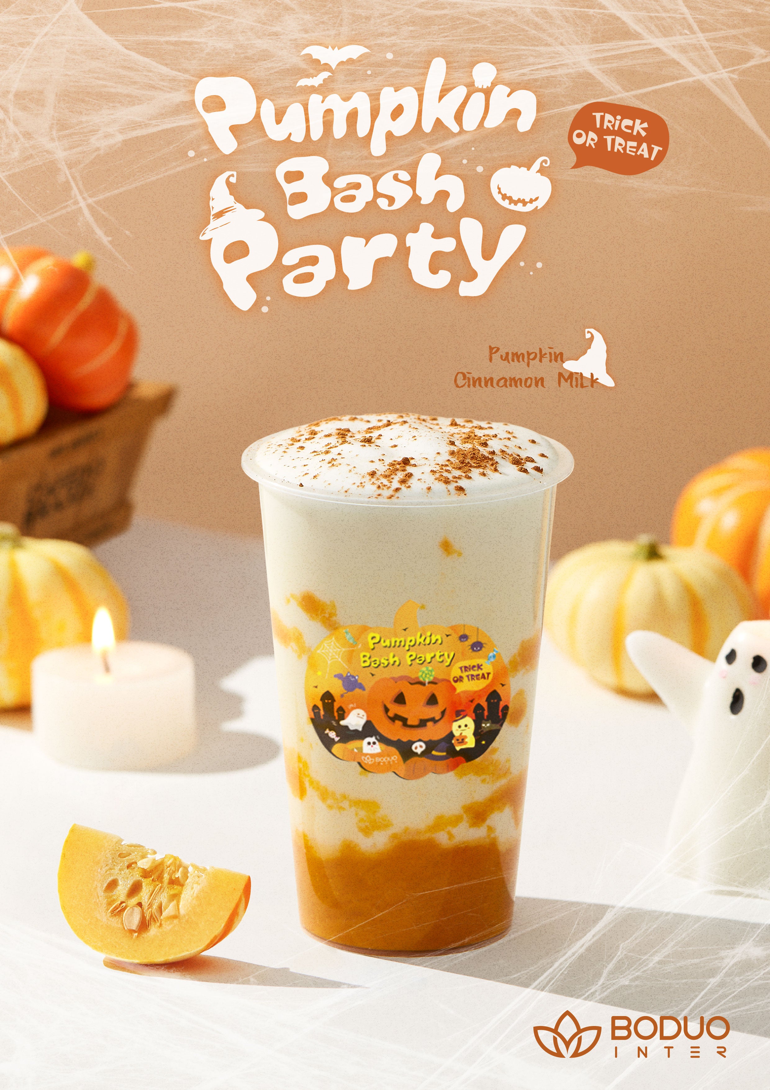 A Spooky Delight: Pumpkin Cinnamon Milk Bubble Tea