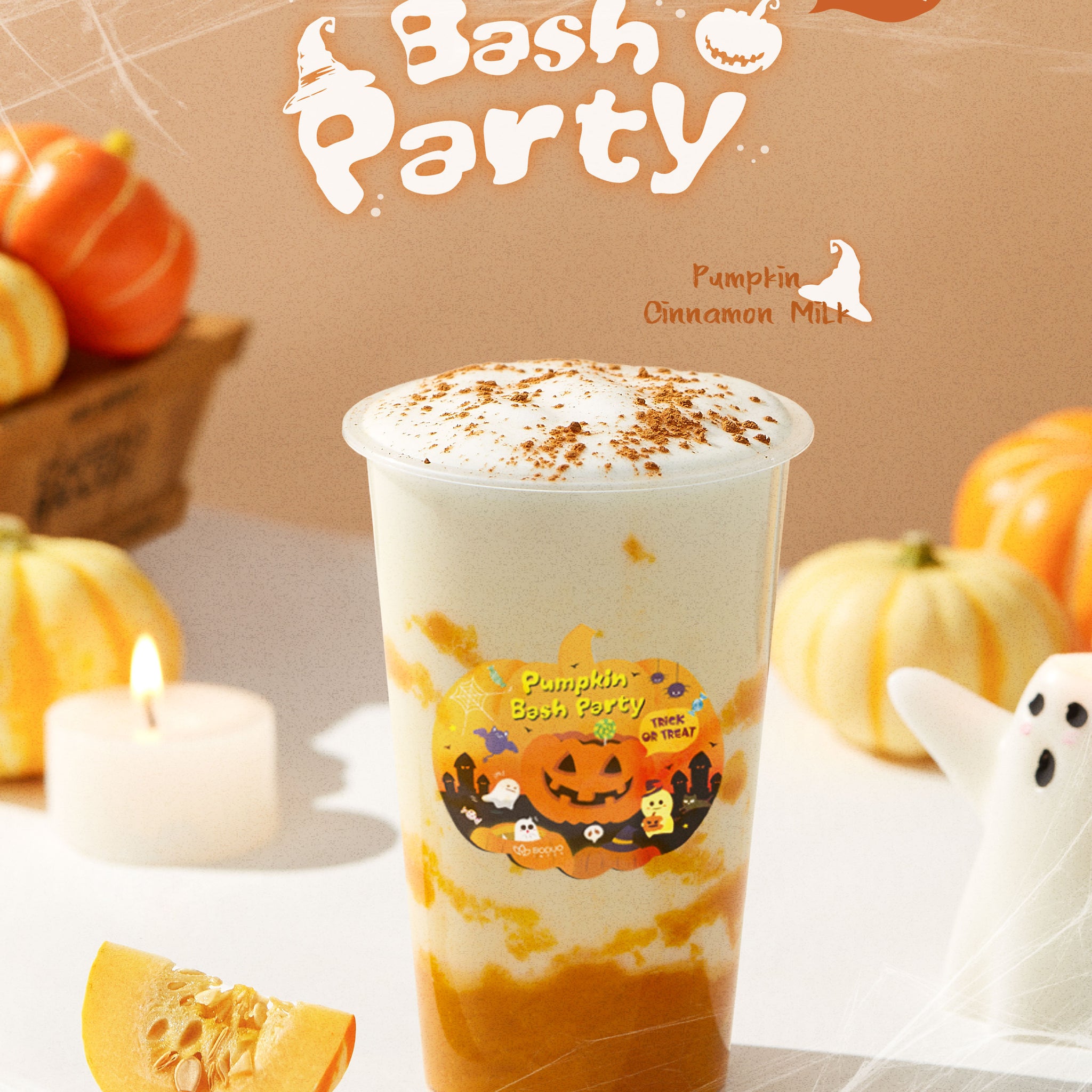 A Spooky Delight: Pumpkin Cinnamon Milk Bubble Tea