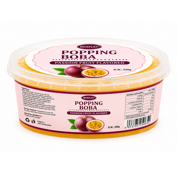 Mini Passion Fruit Flavoured Popping Boba (550G)