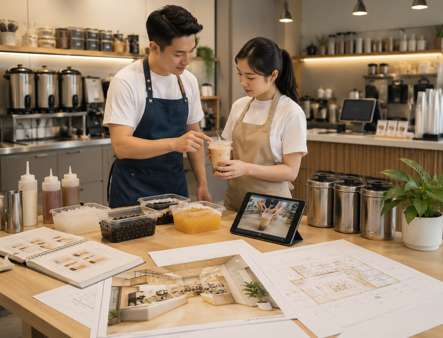 Professional milk tea training session