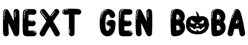 A halloween themed next gen boba logo