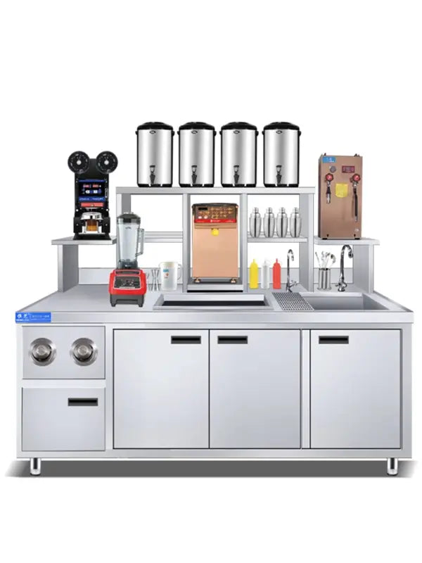 A photo displaying bubble tea equipment